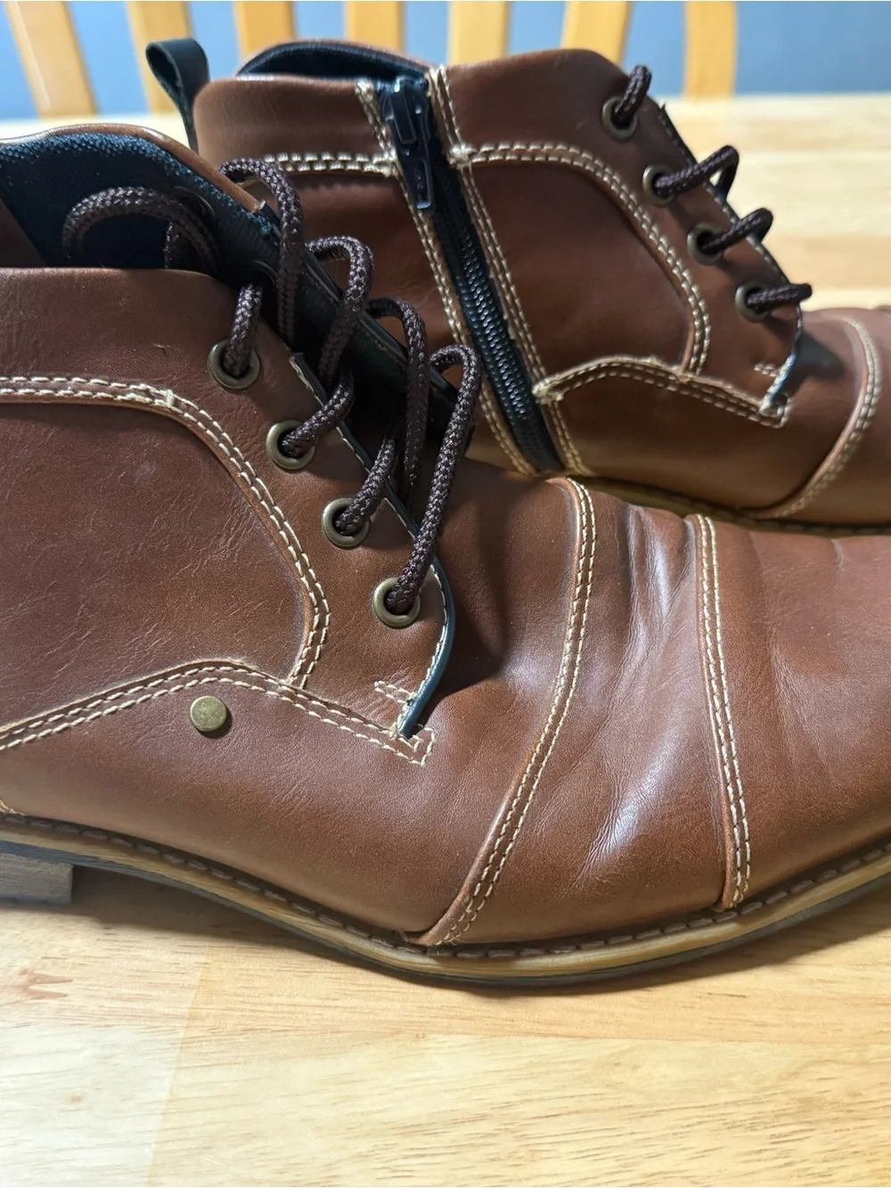 Apt. 9 Men’s Brown Cap Toe Lace Up Ankle Boots Side Zip Size 9